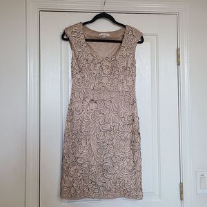 Sue Wong Nude Champagne Lace Knee Length Dress Size 4